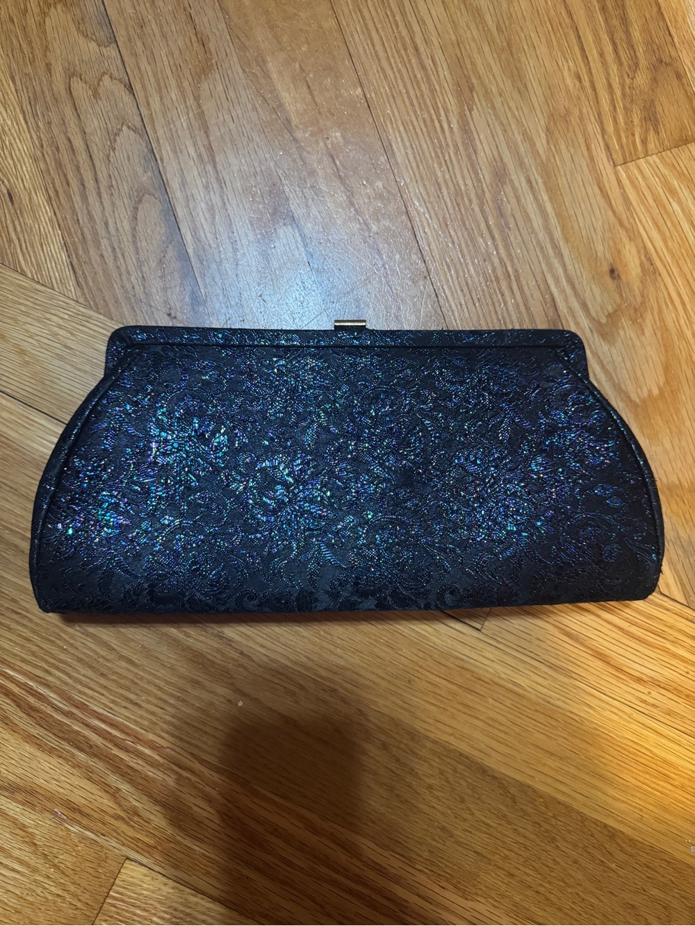 Black Iridescent Lace Evening Clutch
